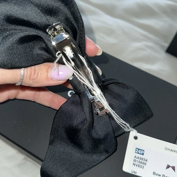 Gorgeous Chanel black bow with silver cc